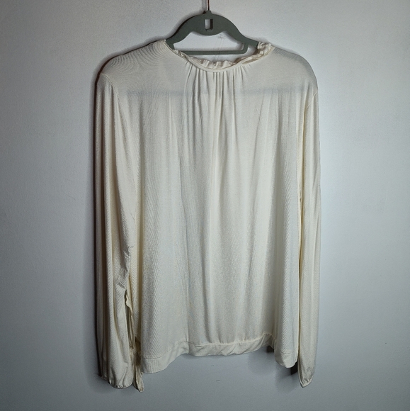 J. Crew Classic Ruffle Hem Side Tye Long Sleeve Blouse XL Ivory NWT - Picture 6 of 7